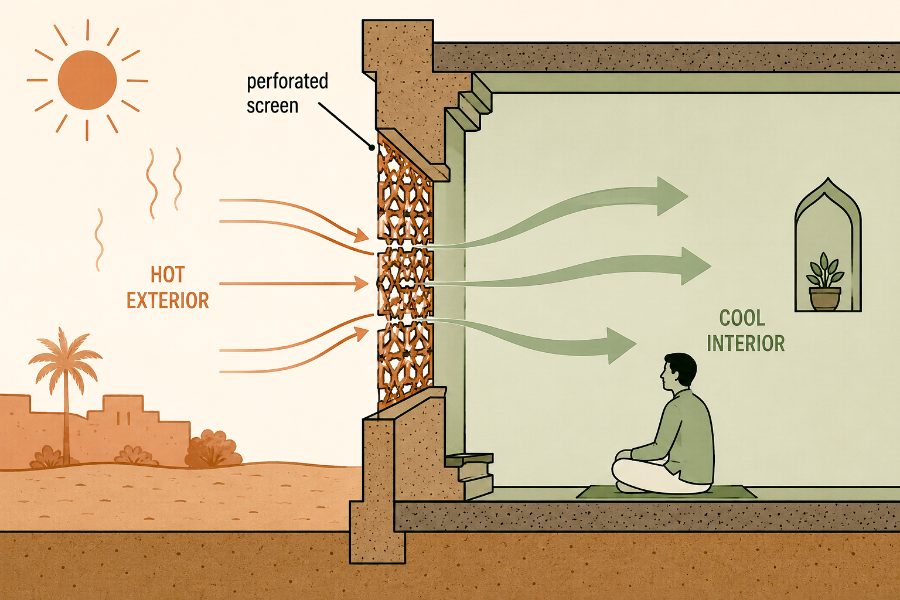 Jaali screen airflow